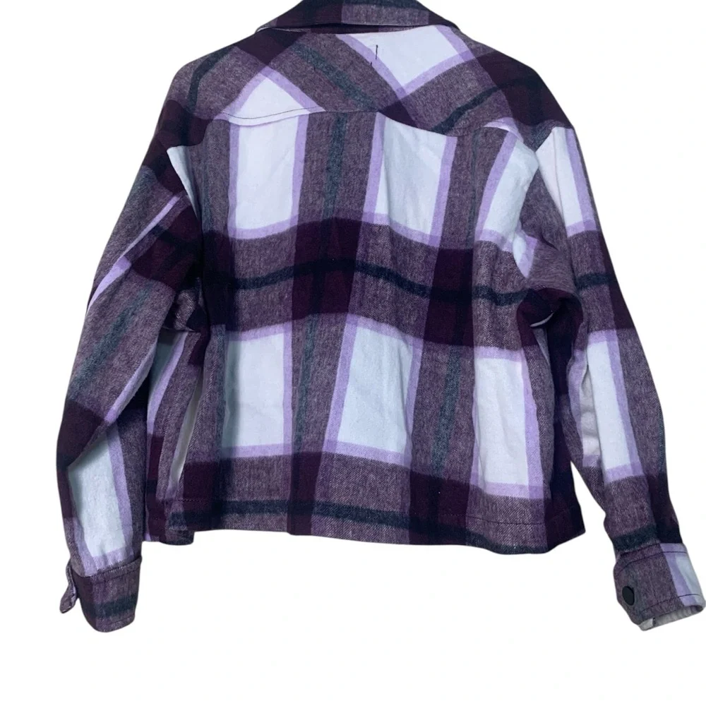 Zara Women's Purple Check Plaid Wool-Blend Overshirt Shacket Size Large - Picture 3 of 7